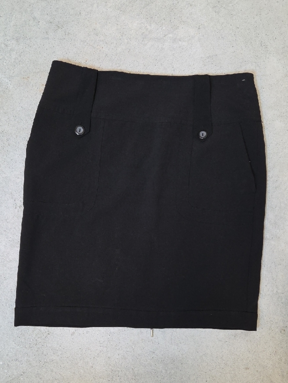 AGB Black Pencil Stretch Skirt with Buttoned Waist Tabs Size 14